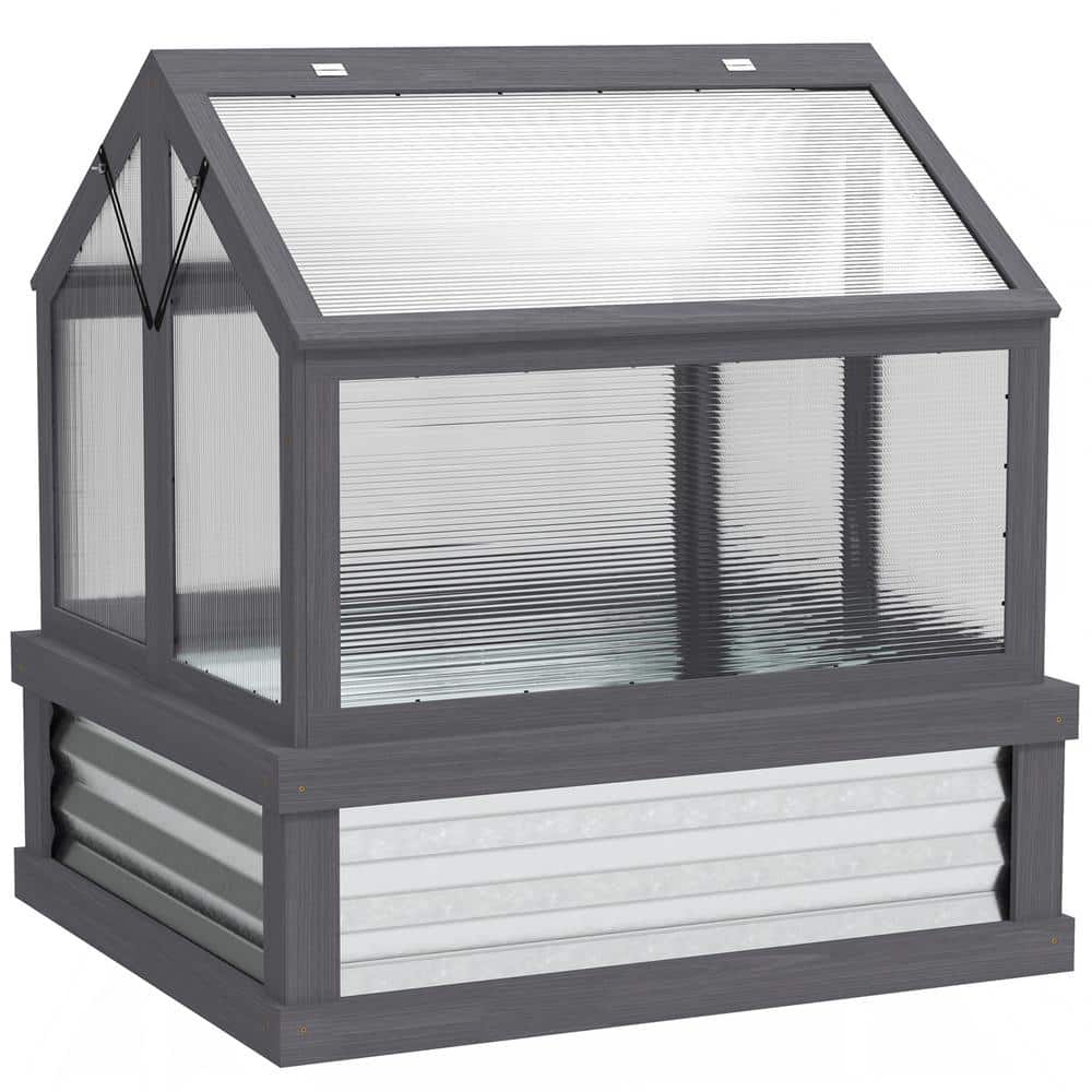 35.5 in. W x 31.5 in. D x 36 in. H Fir Wood, Polycarbonate Gray Wood Cold F