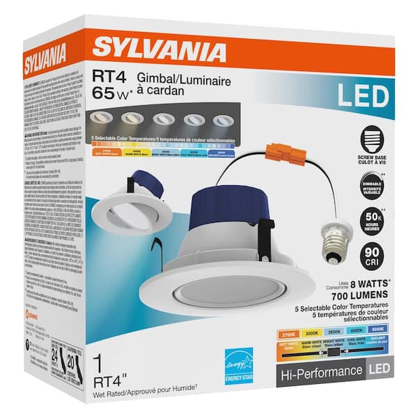 LEDVANCE 4 in. 8-Watt RT4 Gimbal LED White Downlight Kit CCT