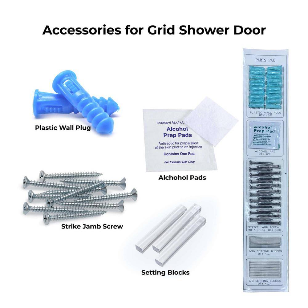 36" x 60" Clear Glass Frameless Shower Door with Brushed Nickel Finish
