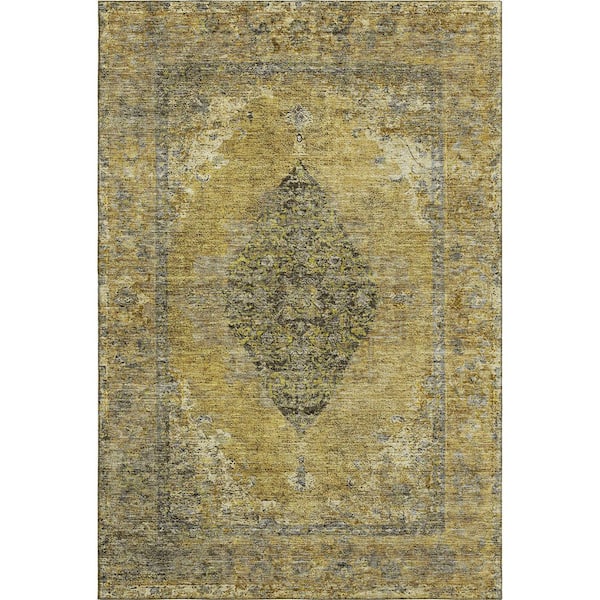 Mayfield Premium Machine Washable Abstract AMF2021 Wheat 10 ft. x 14 ft. Area Rug