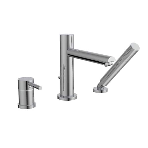 KEENEY Belanger Single-Handle Deck-Mount Roman Tub Faucet with Hand Shower in Polished Chrome
