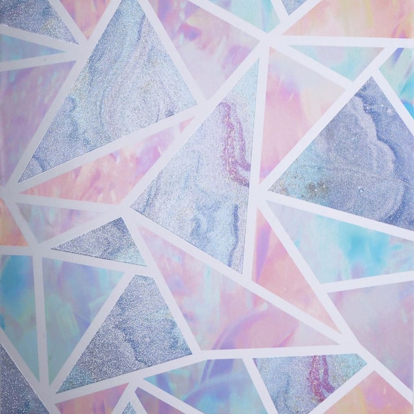 Pastel Geo Encased Glitter Wallpaper