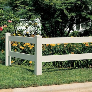 5 in. x 5 in. x 5 ft. Tan Vinyl Ranch 2-Rail Fence End Post