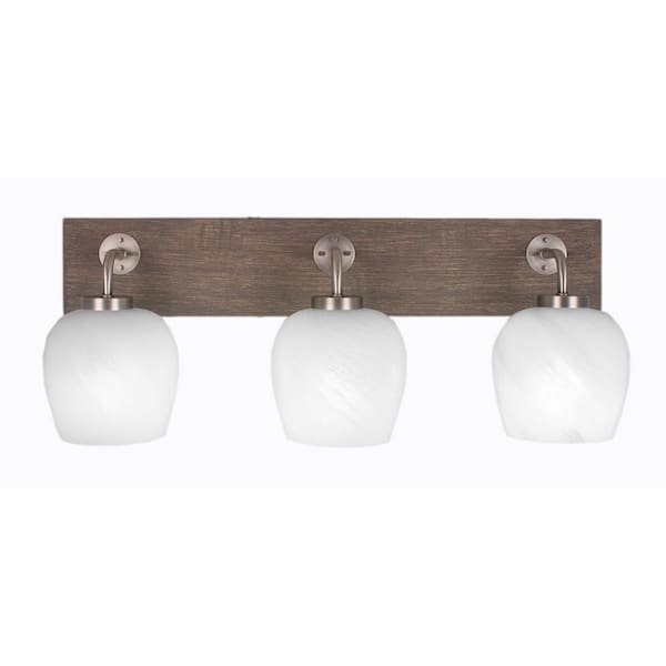 Unbranded Kirby 26.5 in. 3-Light Graphite and Painted Distressed Wood-look Metal Vanity Light