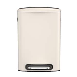 50L/13.2 Gal. White Stainless Steel Kitchen/Bathroom Foot Pedal Operated Soft Close Trash Can with 30 Garbage Bags