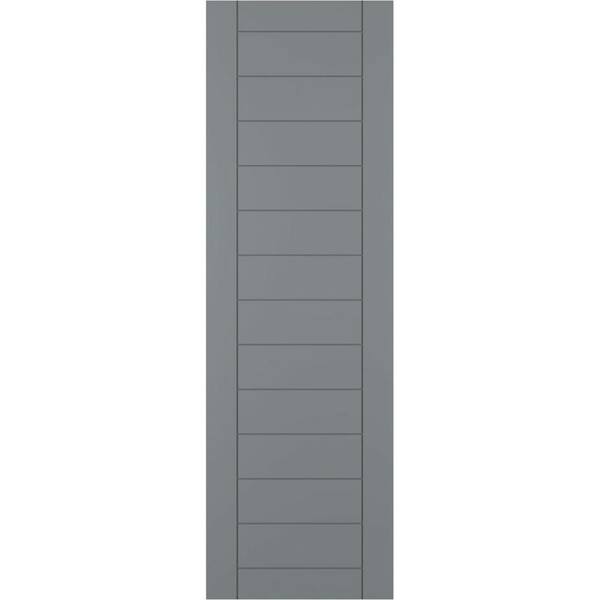 Ekena Millwork 18 in. x 27 in. PVC True Fit Horizontal Slat Framed Modern Style Fixed Mount Board & Batten Shutters Pair in Ocean Swell