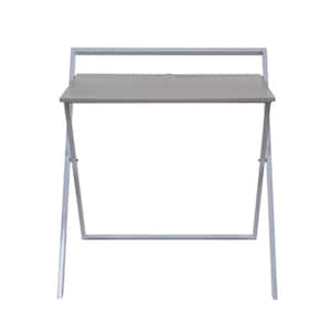 StyleWell 30 in. Rectangular Black Metal Folding Writing Desk with Grey Wood Top