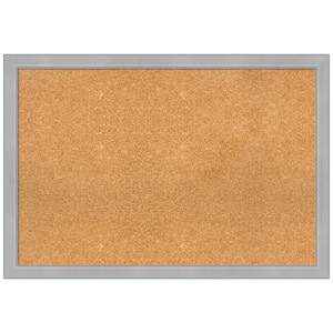 Vista Brushed Nickel 38.62 in. x 26.62 in. Narrow Framed Corkboard Memo Board