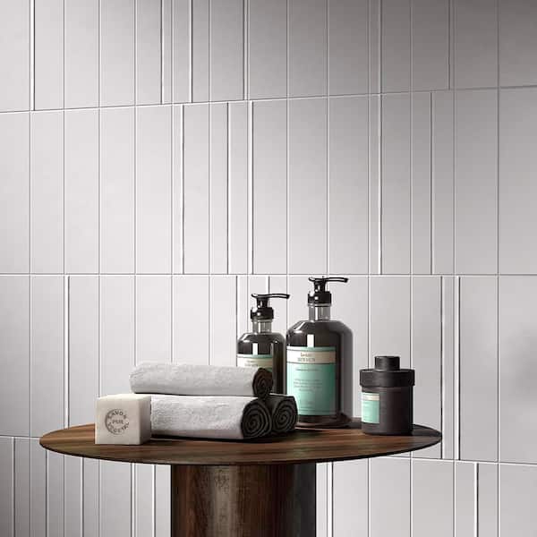 Jeffrey Court Tremblor White 3 in. x 12 in. Matte Ceramic Subway