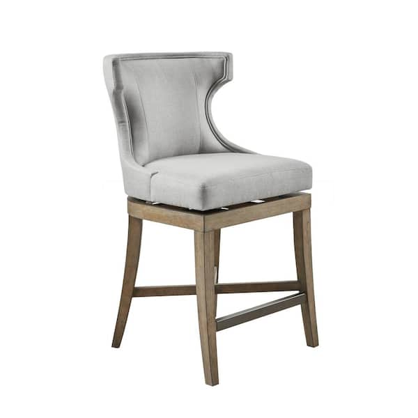 Fillmore Light Grey 21.75 in. W x 24.25 in. D x 39.25 in. H wood Counter Stool With Swivel Seat