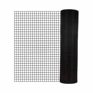 24 in. x 50 ft. Black Galvanized Steel Vinyl Coated Hardware Cloth, 16-Gauge Chicken Wire Fencing for Garden Fencing