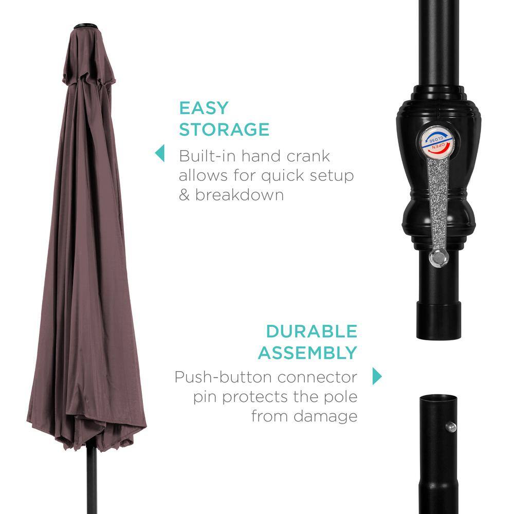 10ft Deep Taupe Steel Market Patio Umbrella with Crank and Tilt