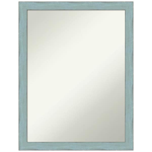 Amanti Art Sky Blue Rustic 20.25 in. H x 26.25 in. W Wood Framed Non-Beveled Wall Mirror in Blue