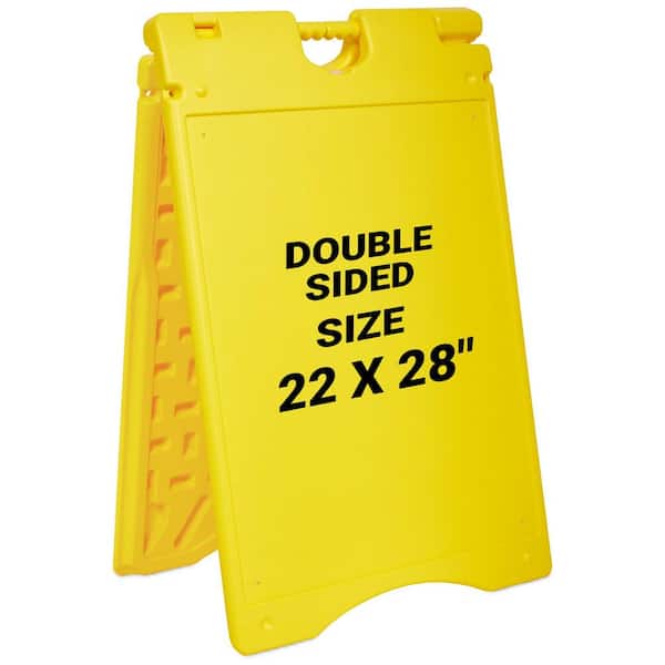 A Frame Sandwich Board-22 x 28 in. Display Sidewalk Sign with PVC Sign Protector (Yellow)