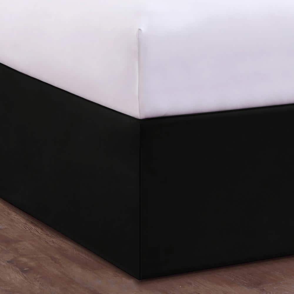 Black Polyester California King Bed Skirt with 14" Drop