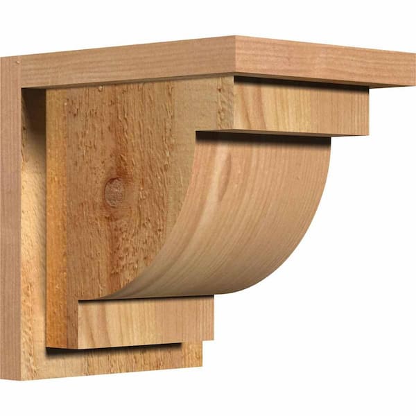 Ekena Millwork 8 in. x 10 in. x 10 in. Western Red Cedar Alpine Rough Sawn Corbel with Backplate