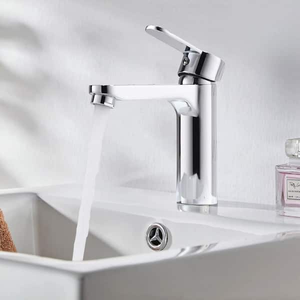 Modern Luxurious Single Handle Single Hole Bathroom Sink Faucet Bathroom Faucet with Handle in Chrome