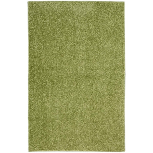 Essentials doormat 2 ft. x 4 ft. Green Solid Contemporary Indoor/Outdoor Patio Kitchen Area Rug