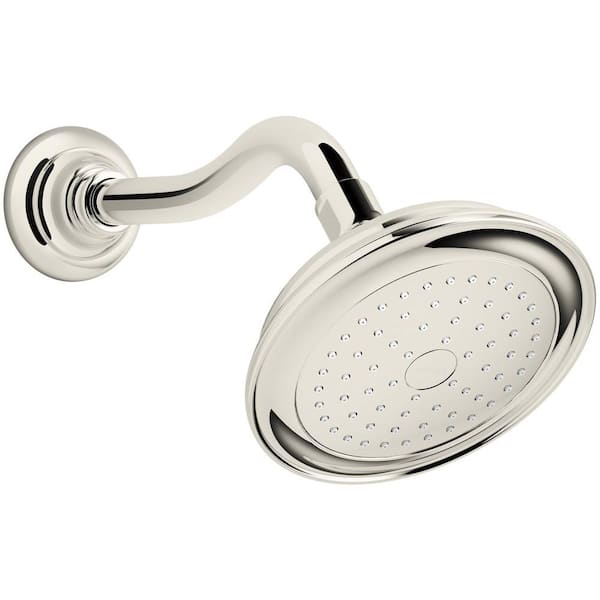 KOHLER Artifacts 1-Spray 6 in. Single Wall Mount Fixed Shower Head in Vibrant Polished Nickel