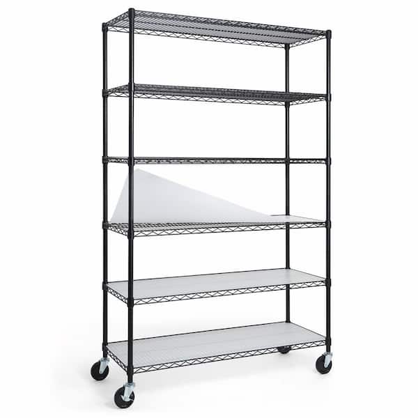 Steel Wire 6-shelf Adjustable Heavy Duty Shelving Unit with Liner in Black (48 in. W x 76 in. H x 18 in. D)