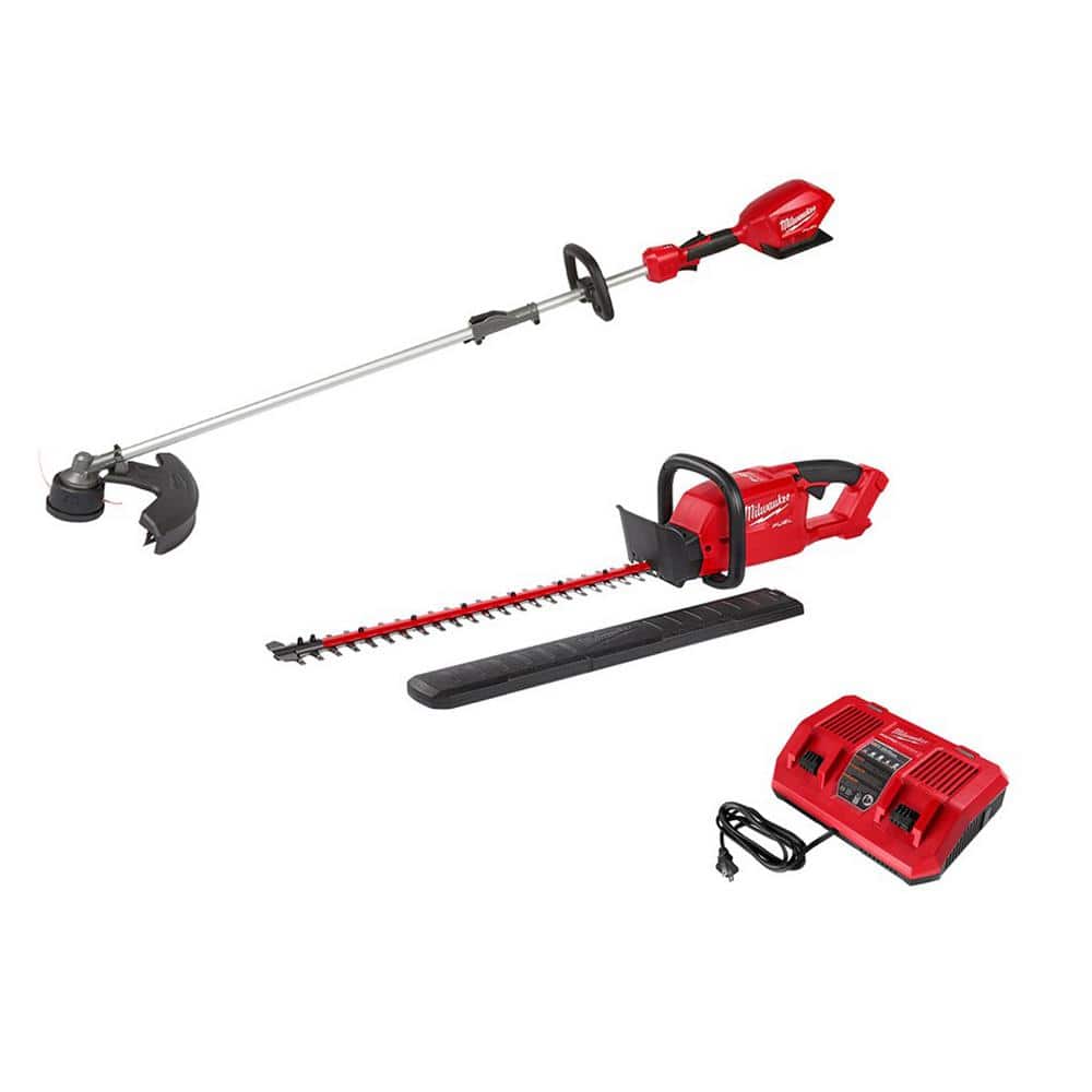 Milwaukee M18 FUEL 18V Lithium-Ion Brushless Cordless QUIK-LOK String Trimmer, Hedge Trimmer and Charger Combo Kit (3-Tool) -  2825-2726-DUAL
