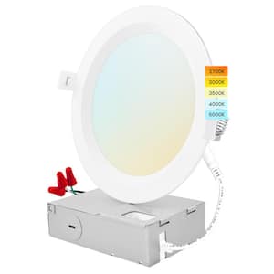 6 in. 14W CCT 3000K, 4000K, 5000K Canless Ultra Thin J-Box Remodel Integrated LED Recessed Light Kit Baffle