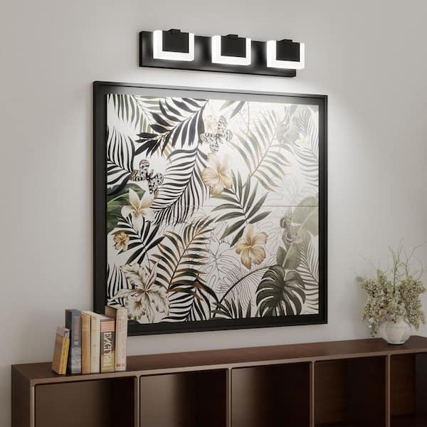 22 in. 3 Light modern black Grain Finish Vanity Light Fixture Bathroom Over Mirror Wall Light Bathroom Bath Light Bar