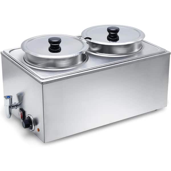 2 Round Pots Stainless Steel Bain Marie Food Warmer