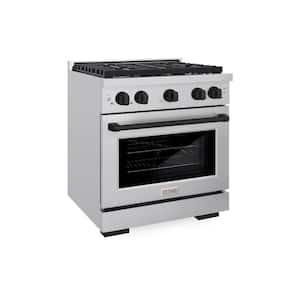 Autograph Edition 30 in. 4-Burner Freestanding Gas Range and Convection Oven in Stainless Steel and Black Matte
