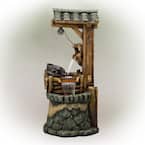 50 in. Tall Outdoor Water Well Fountain with Tiering Bucket