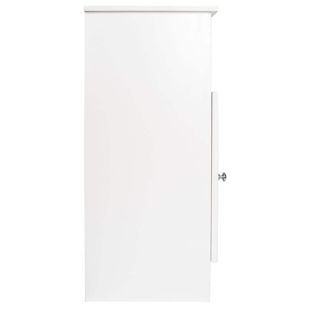 White MDF Single Door Cabinet with Adjustable Shelving