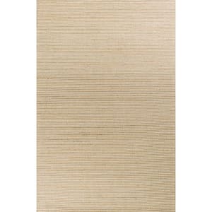 West Ivory 5 ft. x 7 ft. Solid Bohemian Hand-Woven Wool & Jute Area Rug