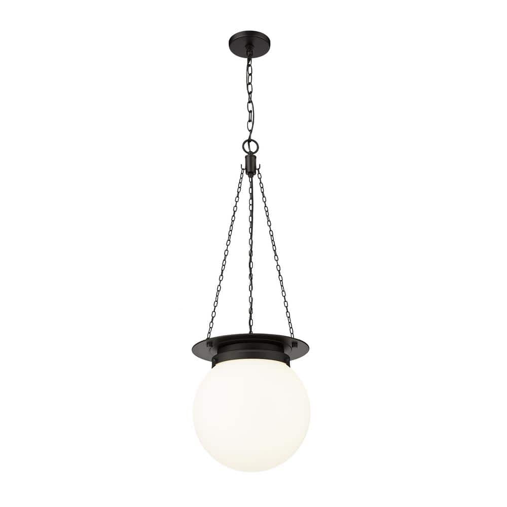 Calhoun Matte Black Steel and Glass Globe Pendant Light