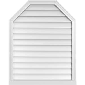 32" x 40" Octagonal Top Surface Mount PVC Gable Vent: Non-Functional with Brickmould Sill Frame