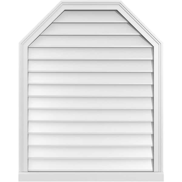 Ekena Millwork 32" x 40" Octagonal Top Surface Mount PVC Gable Vent: Non-Functional with Brickmould Sill Frame