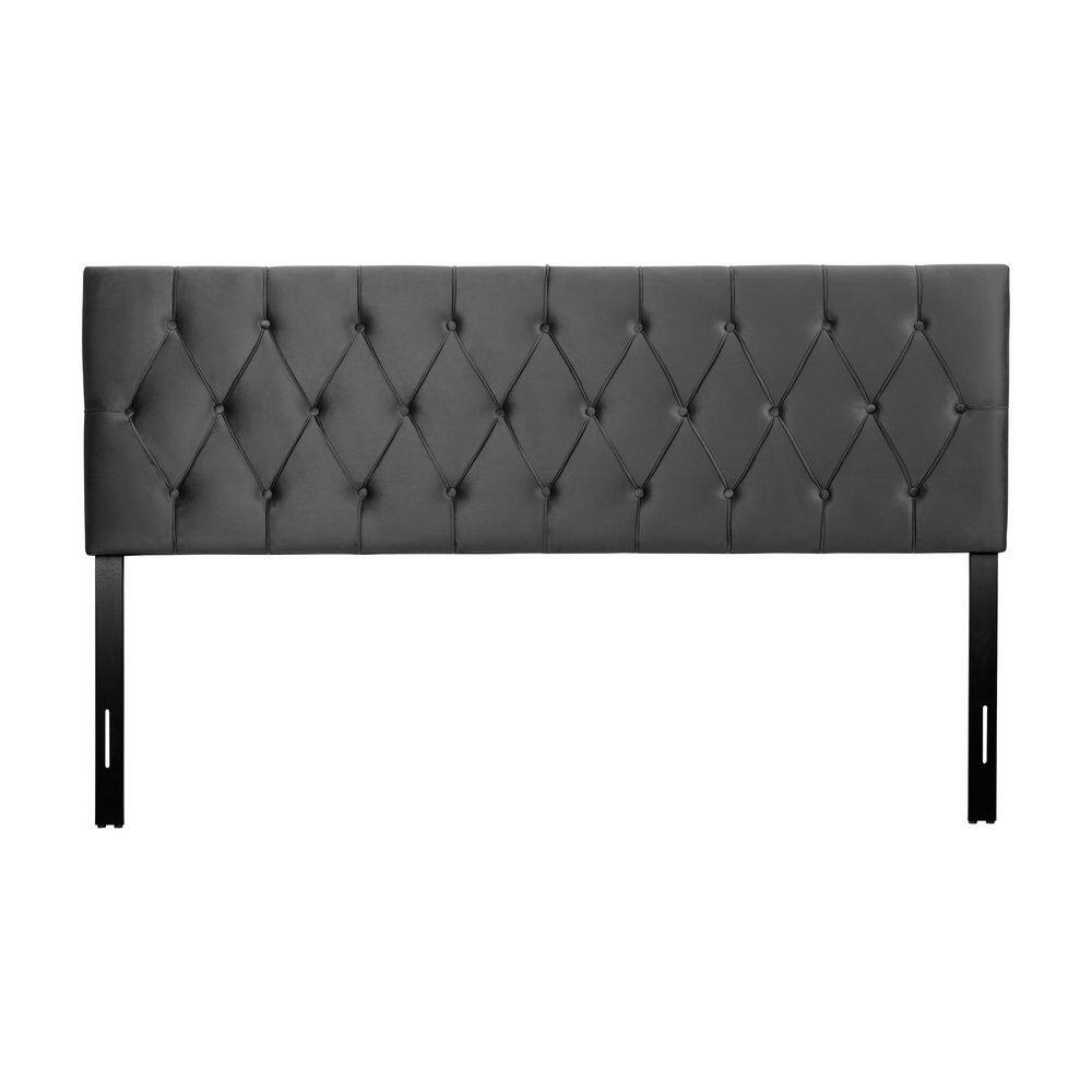 CorLiving Catalina Adjustable Dark Grey King Upholstered Headboard with