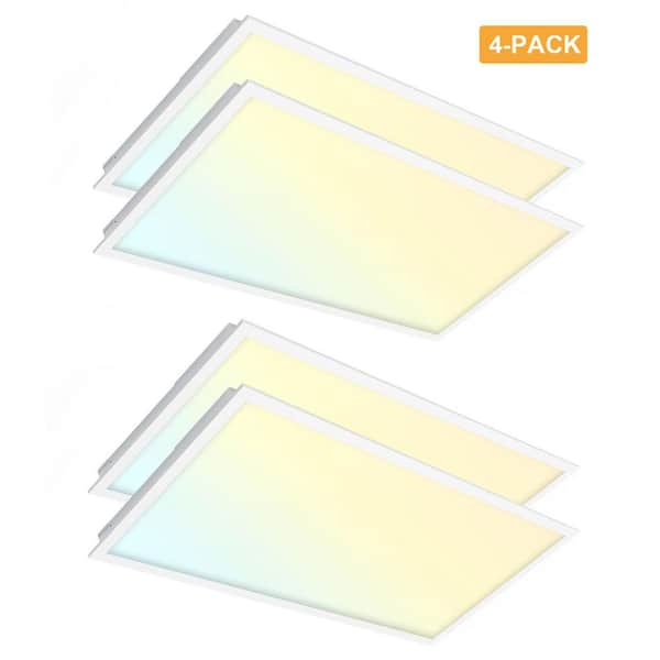 RUN BISON 2 ft. x 4 ft. Dimmable White CCT and Wattage Selectable Integrated LED Back-Lit Panel Light (4-Pack)