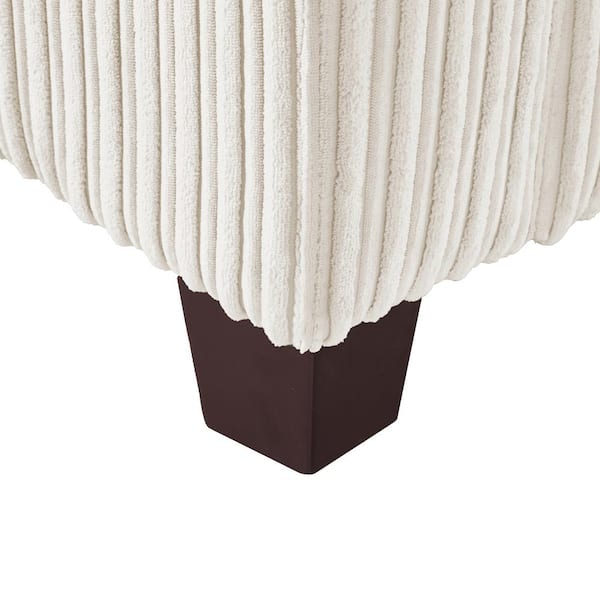 LUE BONA 80 in. W Beige Square Arms Corduroy Fabric Sofa