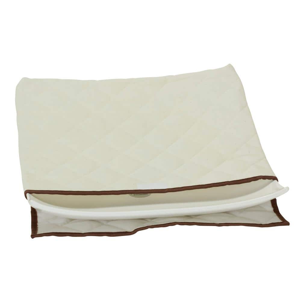 Natural Canvas Serveware Storage Box with Quilted Pouches