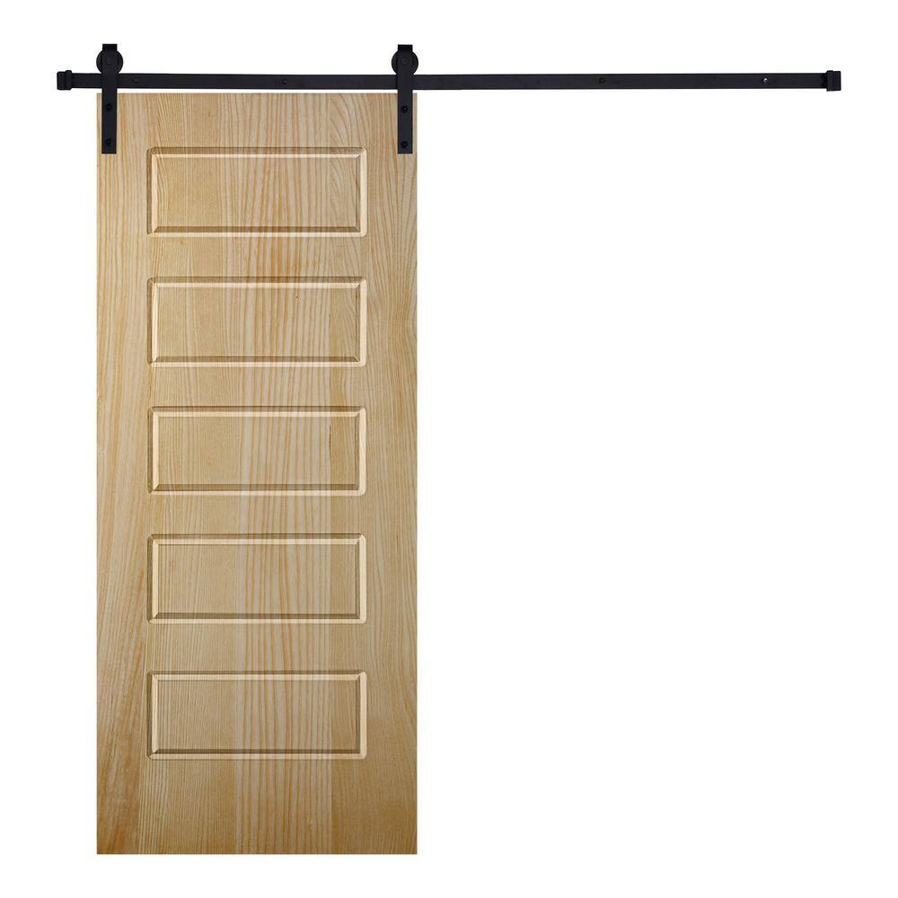 5-Panel Riverside Designed 84 in. W. x 30 in. Wood Panel Mother Nature Painted Sliding Barn Door with Hardware Kit price history on PriceWatchPro