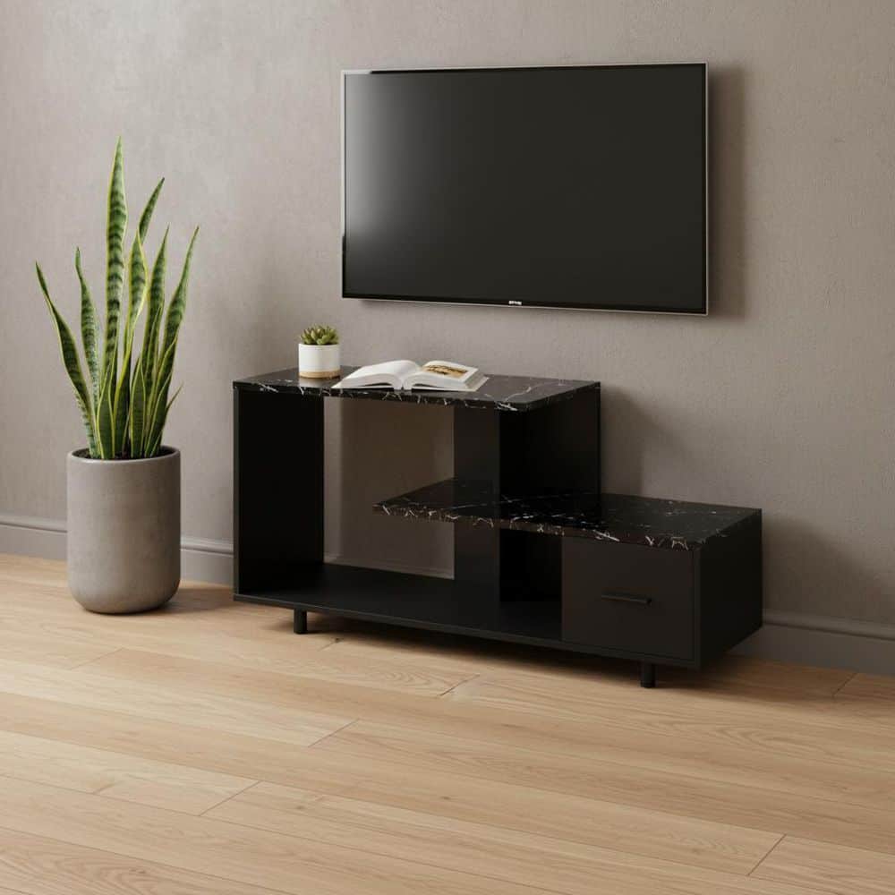 Black TV Stand Entertainment Center Fits TV's up to 43 in. with No Additional Features