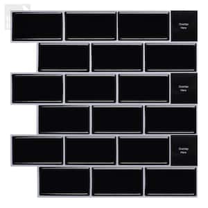 Subway Black 12 in. W x 12 in. H Peel and Stick Decorative Mosaic Wall Tile Backsplash (5 Tiles)