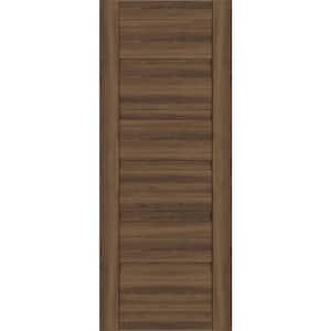 Louver 30 in. x 79.375 in. No Bore Solid Core Pecan Nutwood Wood Composite Interior Door Slab