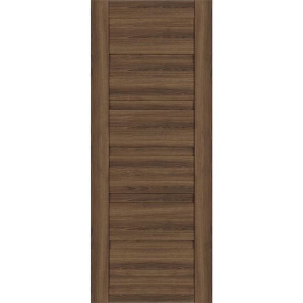 Belldinni Louver 30 in. x 79.375 in. No Bore Solid Core Pecan Nutwood Wood Composite Interior Door Slab