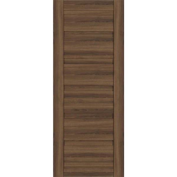 Louver 30 in. x 79.375 in. No Bore Solid Core Pecan Nutwood Wood Composite Interior Door Slab