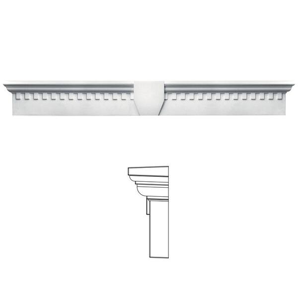 Builders Edge 9 in. x 73 5/8 in. Classic Dentil Window Header with Keystone in 117 Bright White