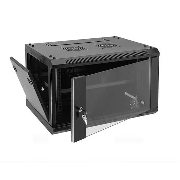 4XEM 6U Black Wall Mount Rack Cabinet 21.2 in. Width Steel Enclosure ...