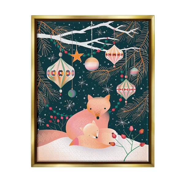 Stupell Industries Foxes Beneath Tree by Verbrugge Watercolor 1-Piece Floater Frame Graphic Print Animal Poster Art Print 21 in. x 17 in.