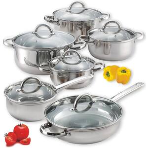 12-Piece Silver Cookware Set in Stainless Steel