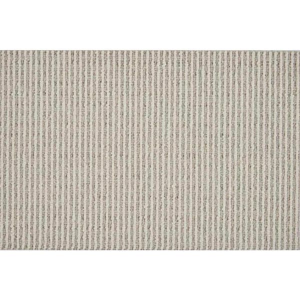 Natural Harmony Cornerstone Stripe - Ivory/Oatmeal - White 13.2 ft. 42 oz. Wool Pattern Installed Carpet
